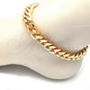 Oro Laminado Basic Anklet, Gold Filled Style Miami Cuban Design, Polished, Golden Finish, 04.63.1414.10