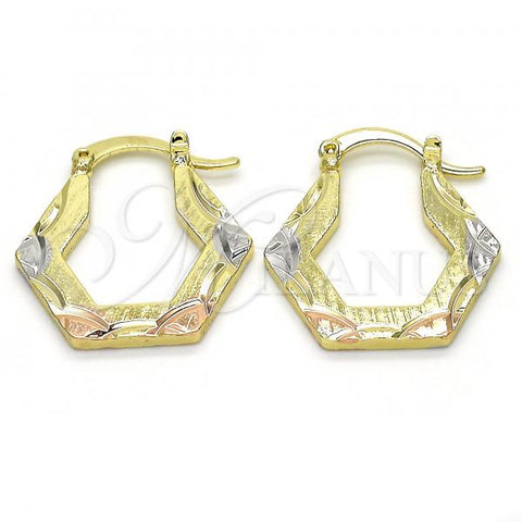 Oro Laminado Small Hoop, Gold Filled Style Diamond Cutting Finish, Tricolor, 02.102.0057.25