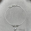 Sterling Silver Fancy Bracelet, Ball and Teardrop Design, with White Cubic Zirconia, Polished, Silver Finish, 03.401.0011.07