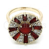 Oro Laminado Multi Stone Ring, Gold Filled Style with Ruby and White Cubic Zirconia, Polished, Golden Finish, 01.210.0100.1.07 (Size 7)
