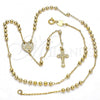 Oro Laminado Thin Rosary, Gold Filled Style Caridad del Cobre and Crucifix Design, Polished, Golden Finish, 09.118.0010.18