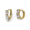 Oro Laminado Huggie Hoop, Gold Filled Style with White Cubic Zirconia, Polished, Golden Finish, 5.131.032