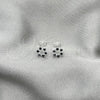Sterling Silver Stud Earring, Flower Design, with Black Crystal, Polished, Silver Finish, 02.406.0016.01