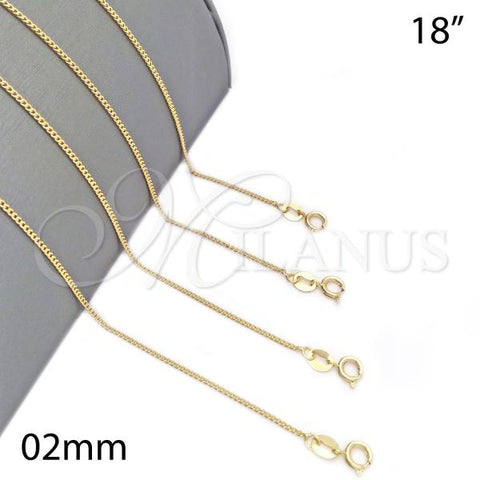 Oro Laminado Basic Necklace, Gold Filled Style Miami Cuban Design, Golden Finish, 04.09.0178.18