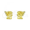 Oro Laminado Stud Earring, Gold Filled Style Angel Design, with White Micro Pave, Polished, Golden Finish, 02.156.0643