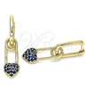 Oro Laminado Huggie Hoop, Gold Filled Style Paperclip and Heart Design, with Sapphire Blue Cubic Zirconia, Polished, Golden Finish, 02.210.0488.2.12