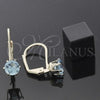 Oro Laminado Leverback Earring, Gold Filled Style with Aquamarine Cubic Zirconia, Polished, Golden Finish, 5.128.095