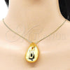 Oro Laminado Pendant Necklace, Gold Filled Style Teardrop Design, Polished, Golden Finish, 04.368.0012.18