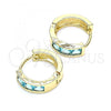 Oro Laminado Huggie Hoop, Gold Filled Style with Aqua Blue Cubic Zirconia, Polished, Golden Finish, 02.210.0638.2.12