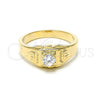 Oro Laminado Mens Ring, Gold Filled Style Solitaire Design, with White Cubic Zirconia, Golden Finish, 5.175.030.08 (Size 8)