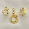 Oro Laminado Earring and Pendant Adult Set, Gold Filled Style with Crystal, Polished, Golden Finish, 10.59.0146