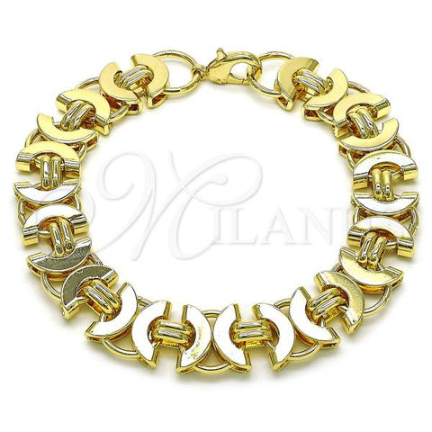 Oro Laminado Fancy Bracelet, Gold Filled Style Chunky Design, Polished, Golden Finish, 03.331.0237.09