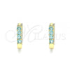 Oro Laminado Huggie Hoop, Gold Filled Style with Blue Topaz Cubic Zirconia, Polished, Golden Finish, 02.210.0604.2.12
