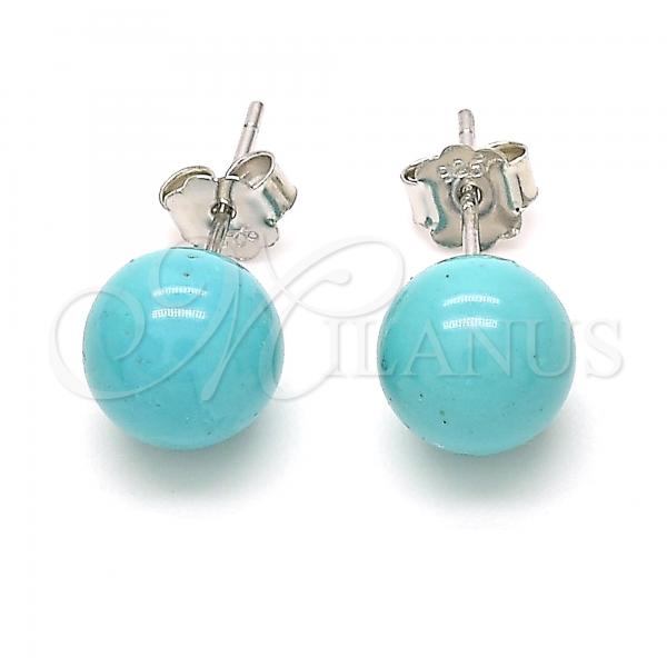 Sterling Silver Stud Earring, Ball Design, Polished, Rhodium Finish, 02.63.2697