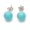Sterling Silver Stud Earring, Ball Design, Polished, Rhodium Finish, 02.63.2697