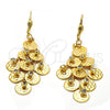 Oro Laminado Chandelier Earring, Gold Filled Style with White Cubic Zirconia, Golden Finish, 5.096.004