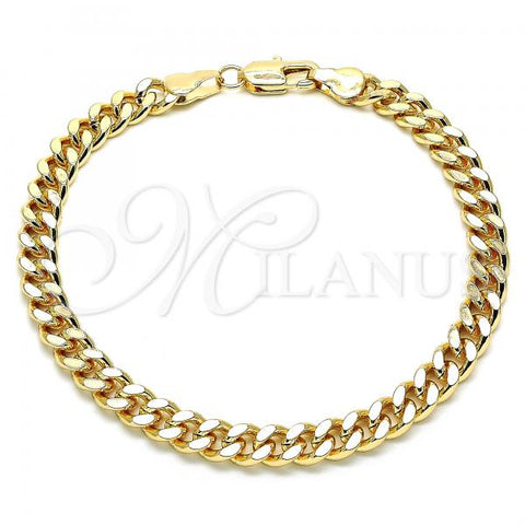 Oro Laminado Basic Bracelet, Gold Filled Style Miami Cuban Design, Polished, Golden Finish, 04.63.1398.08
