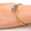 Oro Laminado Individual Bangle, Gold Filled Style with Crystal Blue Shade Swarovski Crystals, Polished, Golden Finish, 07.239.0006.6 (02 MM Thickness, One size fits all)