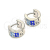 Stainless Steel Huggie Hoop, with Sapphire Blue and White Crystal, Polished, Steel Finish, 02.230.0048.2.10