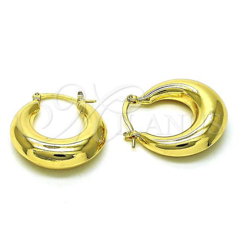 Oro Laminado Small Hoop, Gold Filled Style Hollow Design, Polished, Golden Finish, 02.163.0283.25