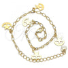 Oro Laminado Charm Anklet , Gold Filled Style Star and Moon Design, Polished, Golden Finish, 03.63.2189.10