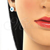 Sterling Silver Stud Earring, Evil Eye Design, Polished, Rhodium Finish, 02.336.0179