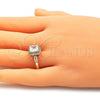 Oro Laminado Multi Stone Ring, Gold Filled Style with White Cubic Zirconia, Polished, Golden Finish, 01.210.0129.08
