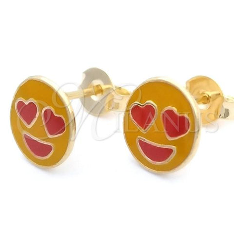 Oro Laminado Stud Earring, Gold Filled Style Yellow Enamel Finish, Golden Finish, 02.02.0485
