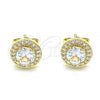 Oro Laminado Stud Earring, Gold Filled Style with White Cubic Zirconia and White Micro Pave, Polished, Golden Finish, 02.210.0478