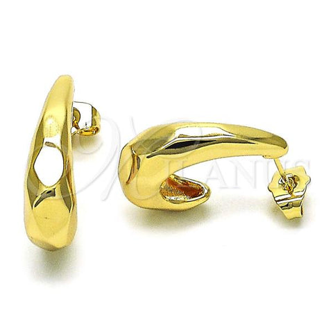 Oro Laminado Stud Earring, Gold Filled Style Chunky Design, Polished, Golden Finish, 02.156.0669