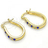 Oro Laminado Small Hoop, Gold Filled Style with Sapphire Blue and White Crystal, Polished, Golden Finish, 02.100.0081.15