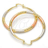 Oro Laminado Large Hoop, Gold Filled Style Hollow Design, Diamond Cutting Finish, Tricolor, 02.170.0084.1.50