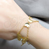 Stainless Steel Fancy Bracelet, Butterfly and Heart Design, with White Crystal, Polished, Golden Finish, 03.63.22112.08