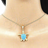 Oro Laminado Pendant Necklace, Gold Filled Style Turtle Design, Blue Enamel Finish, Golden Finish, 04.380.0001.3.20
