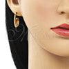 Oro Laminado Stud Earring, Gold Filled Style Puff Mariner Design, Polished, Golden Finish, 02.163.0224