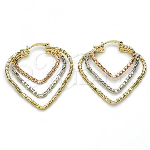 Oro Laminado Medium Hoop, Gold Filled Style Diamond Cutting Finish, Tricolor, 02.65.2526.30