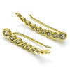 Oro Laminado Earcuff Earring, Gold Filled Style with White Cubic Zirconia, Polished, Golden Finish, 02.210.0736