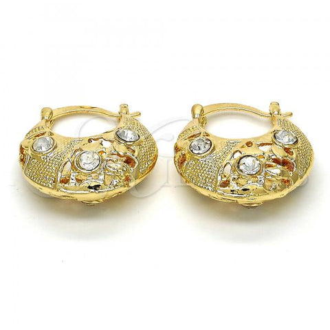 Oro Laminado Small Hoop, Gold Filled Style with White Cubic Zirconia, Polished, Golden Finish, 02.170.0183.1.25