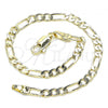 Oro Laminado Basic Bracelet, Gold Filled Style Figaro Design, Polished, Golden Finish, 04.213.0241.07