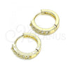 Oro Laminado Huggie Hoop, Gold Filled Style with White Cubic Zirconia, Polished, Golden Finish, 02.210.0637.12
