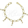 Oro Laminado Charm Bracelet, Gold Filled Style key Design, Polished, Golden Finish, 5.022.010