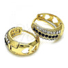 Oro Laminado Huggie Hoop, Gold Filled Style with Black and White Crystal, Polished, Golden Finish, 02.94.0103.2.15