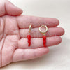 Oro Laminado Dangle Earring, Gold Filled Style Chili Design, Red Enamel Finish, Golden Finish, 02.411.0078