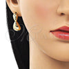 Oro Laminado Dangle Earring, Gold Filled Style Chunky Design, Polished, Golden Finish, 02.163.0249