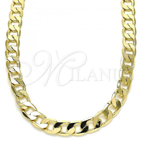 Oro Laminado Basic Necklace, Gold Filled Style Curb Design, Polished, Golden Finish, 5.222.001.18