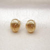 Oro Laminado Stud Earring, Gold Filled Style Chunky Design, Diamond Cutting Finish, Golden Finish, 02.342.0347