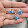 Sterling Silver Earring and Pendant Adult Set, with Bermuda Blue Opal, Polished, Silver Finish, 10.391.0011