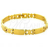 Oro Laminado Solid Bracelet, Gold Filled Style Polished, Golden Finish, 03.63.0525