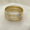 Gold Plated Dozen Bangle, Diamond Cutting Finish, Tricolor, 03.08.0088.02 (06 MM Thickness, Size 2 - 1.75 Diameter)