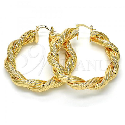 Oro Laminado Large Hoop, Gold Filled Style Diamond Cutting Finish, Golden Finish, 02.170.0216.50